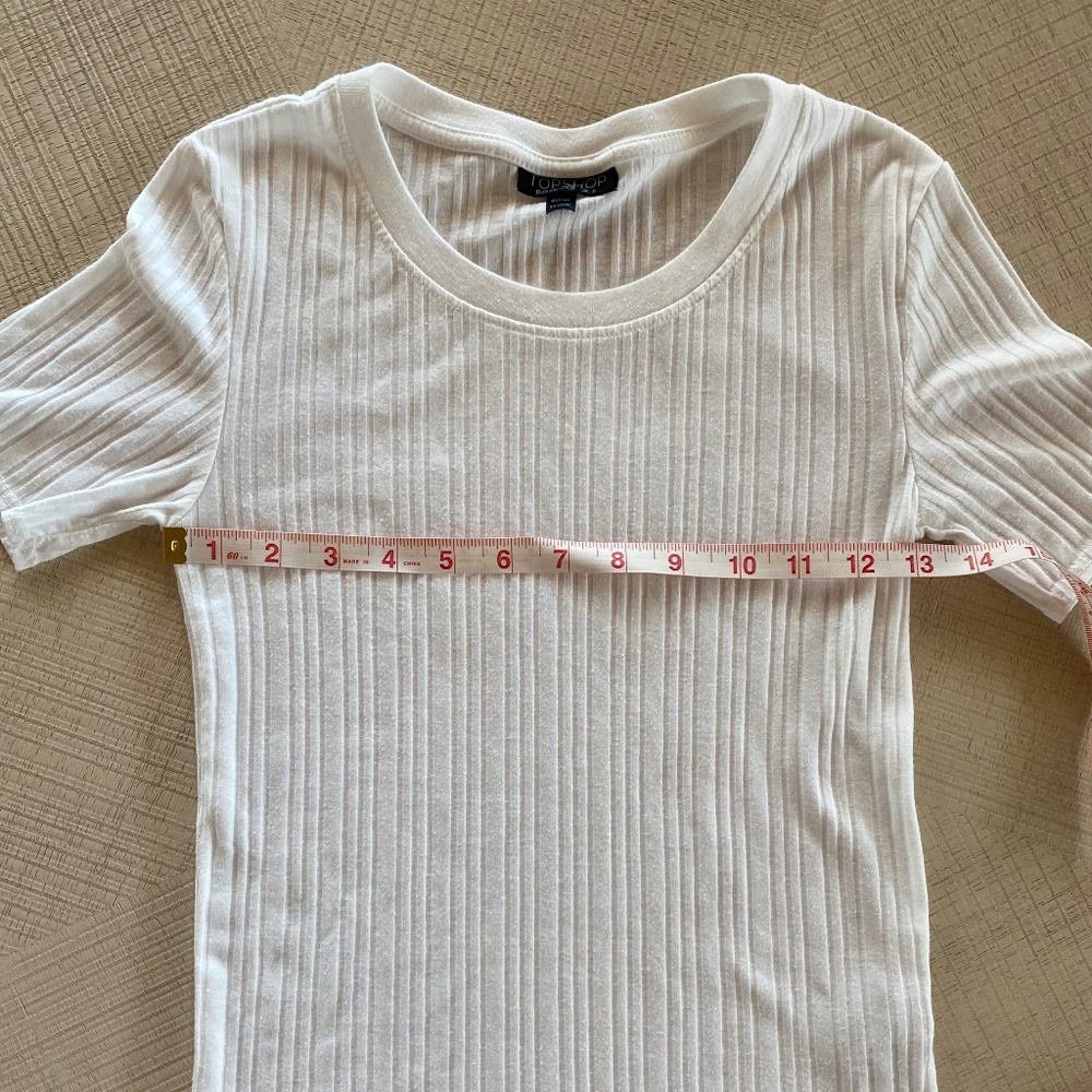Topshop Alexa tee short sleeve ribbed white size 2 - Picture 4 of 11